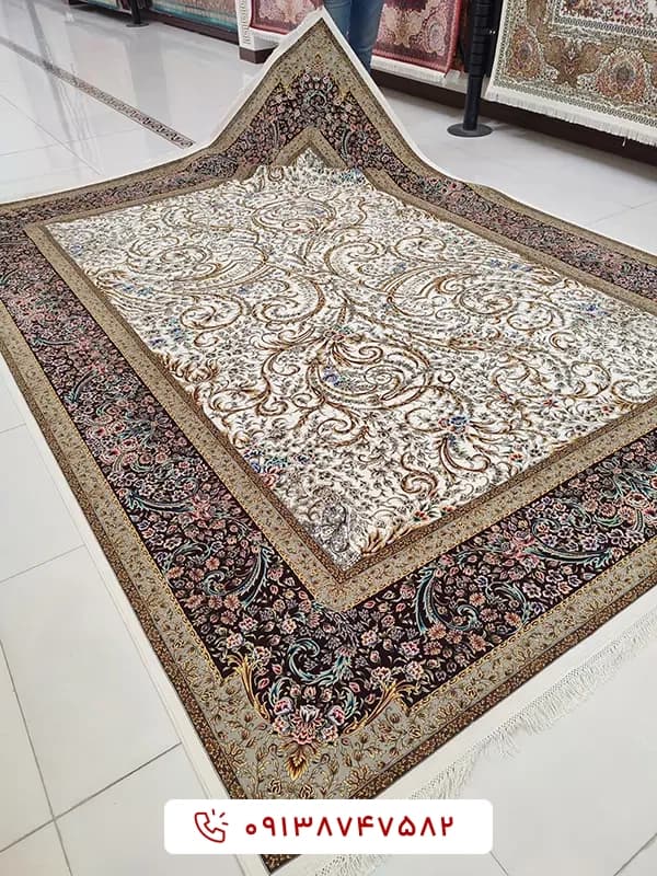 فرش کد 2000005104 کرم افشان 1500 شانه — تصویر ۴