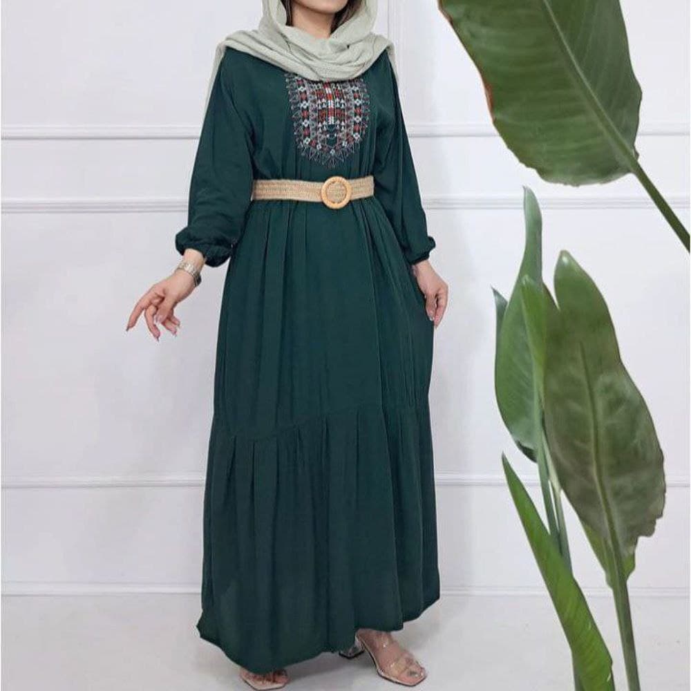 پیراهن ساحلی نخی یقه چاپی طرح آیدا /کد2546