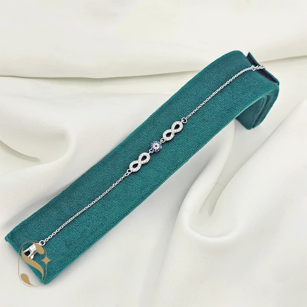 دستبند نقره زنانه مدل چشم نظر بی نهایت کد SilverSet-D614