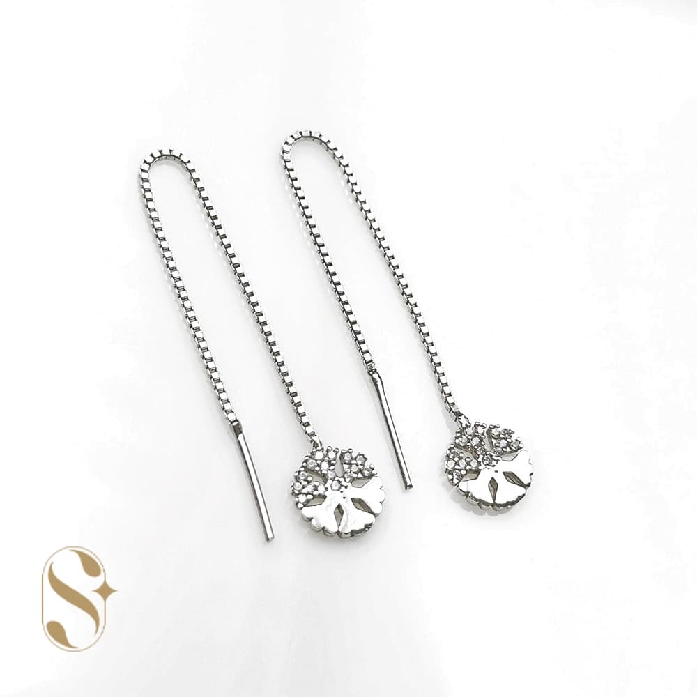 گوشواره نقره زنانه طرح بخیه ای کد SilverSet-G491