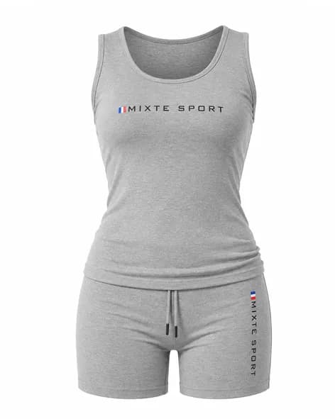 ست زنانه رکابی وشلوارک ملانژ چاپدار (MIXTE SPORT) — تصویر ۲