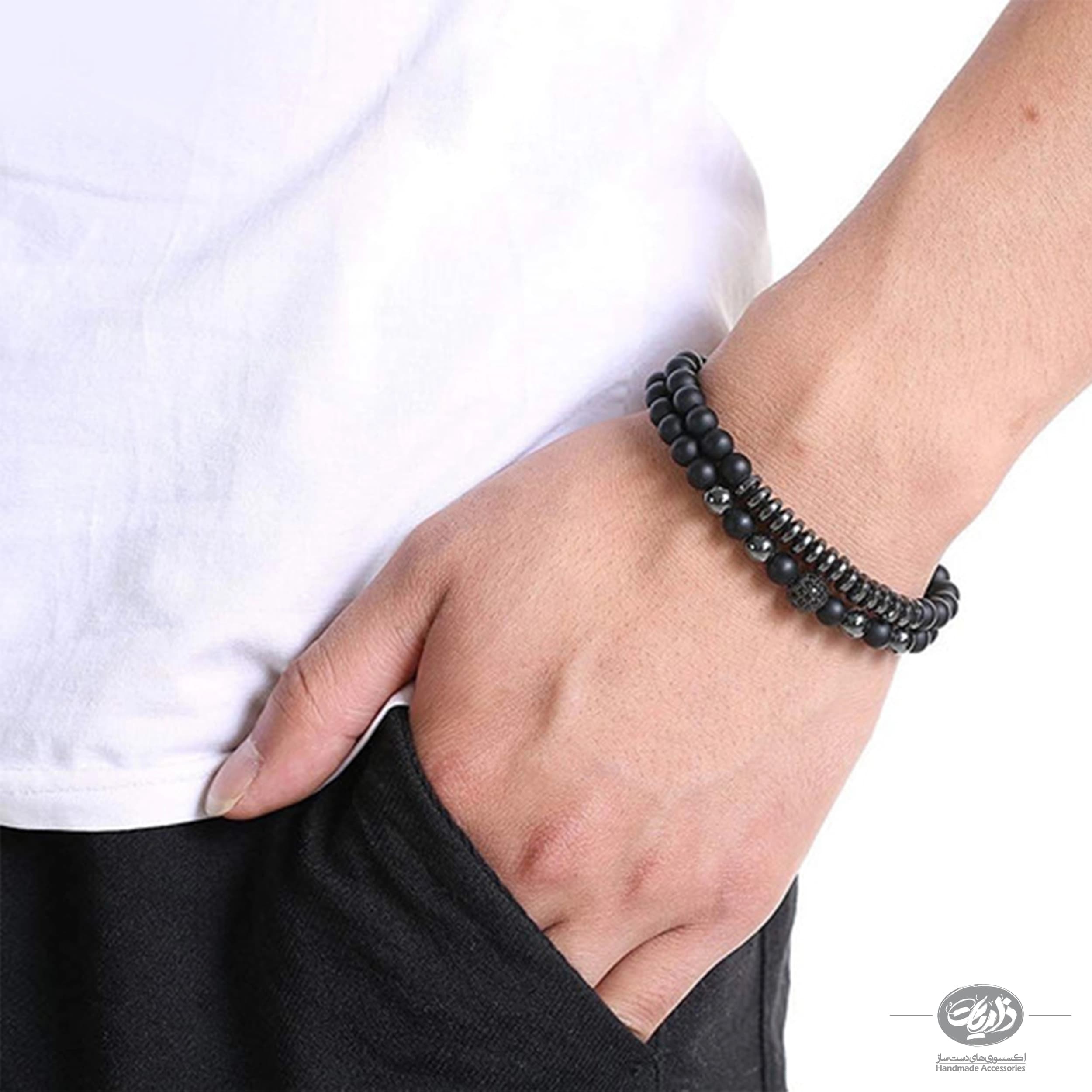 دستبند سنگ اونیکس و حدید ست ذاریات مدل جانا (JANA)