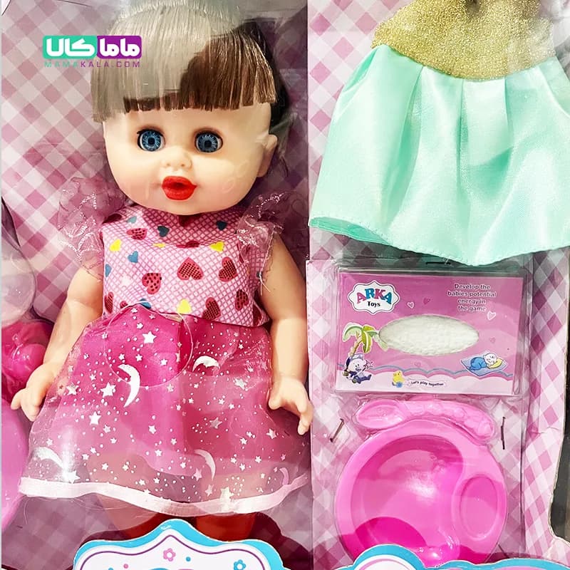 عروسک ست نوزاد موزیکال با وسایل نوزادی برند ArkaToys کد 222 — تصویر ۵