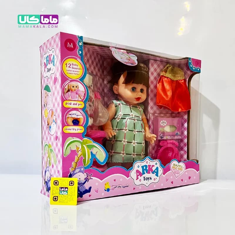 عروسک ست نوزاد موزیکال با وسایل نوزادی برند ArkaToys کد 221