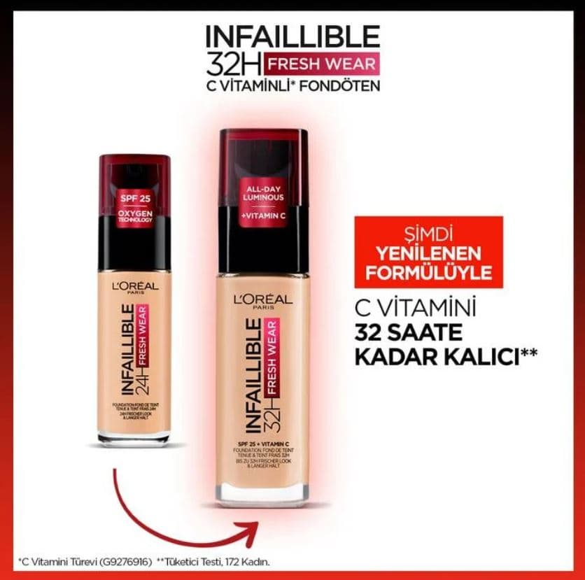 کرم پودر لورآل شماره 140 رنگ Golden Beige سری Infaillible 32H Fresh Wear حجم 30 میلی لیتر — تصویر ۵