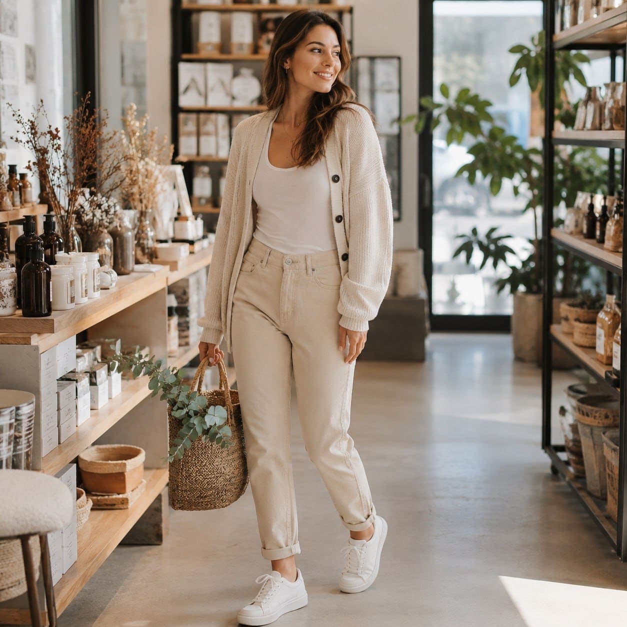 شلوار جین مام فیت زنانه برند اسمارا اصل آلمانی کرم بژ 2-391252 ESMARA (راهنمای کامل سایزبندی)