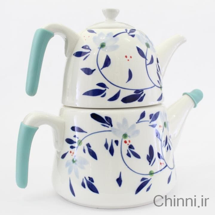 قوری کتری چینی گل آبی — تصویر ۴