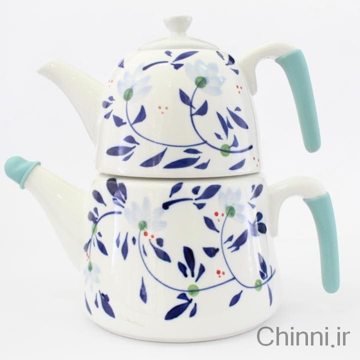 قوری کتری چینی گل آبی — تصویر ۲