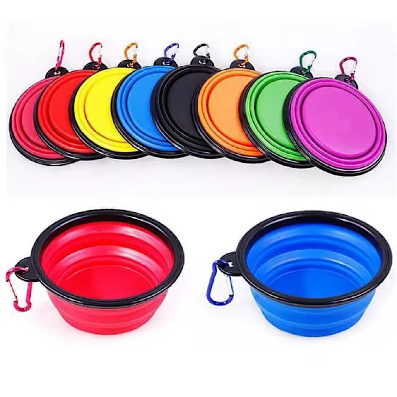 ظرف سیلیکونی تاشو آب و غذای مسافرتی حیوانات 350 میلی لیتری کد N665 — تصویر ۶