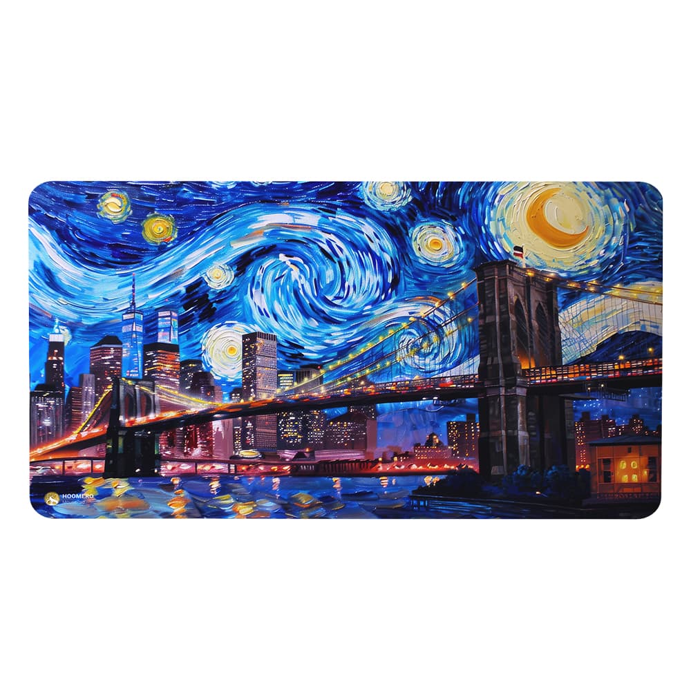 دسک پد هومرو مدل MX2708 طرح نقاشی شب پرستاره سبک ونگوگ سایز 40×75 سانتیمتر