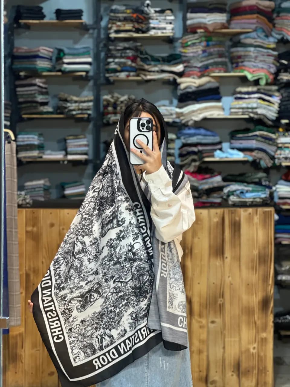 شال نخی طرح جنگل