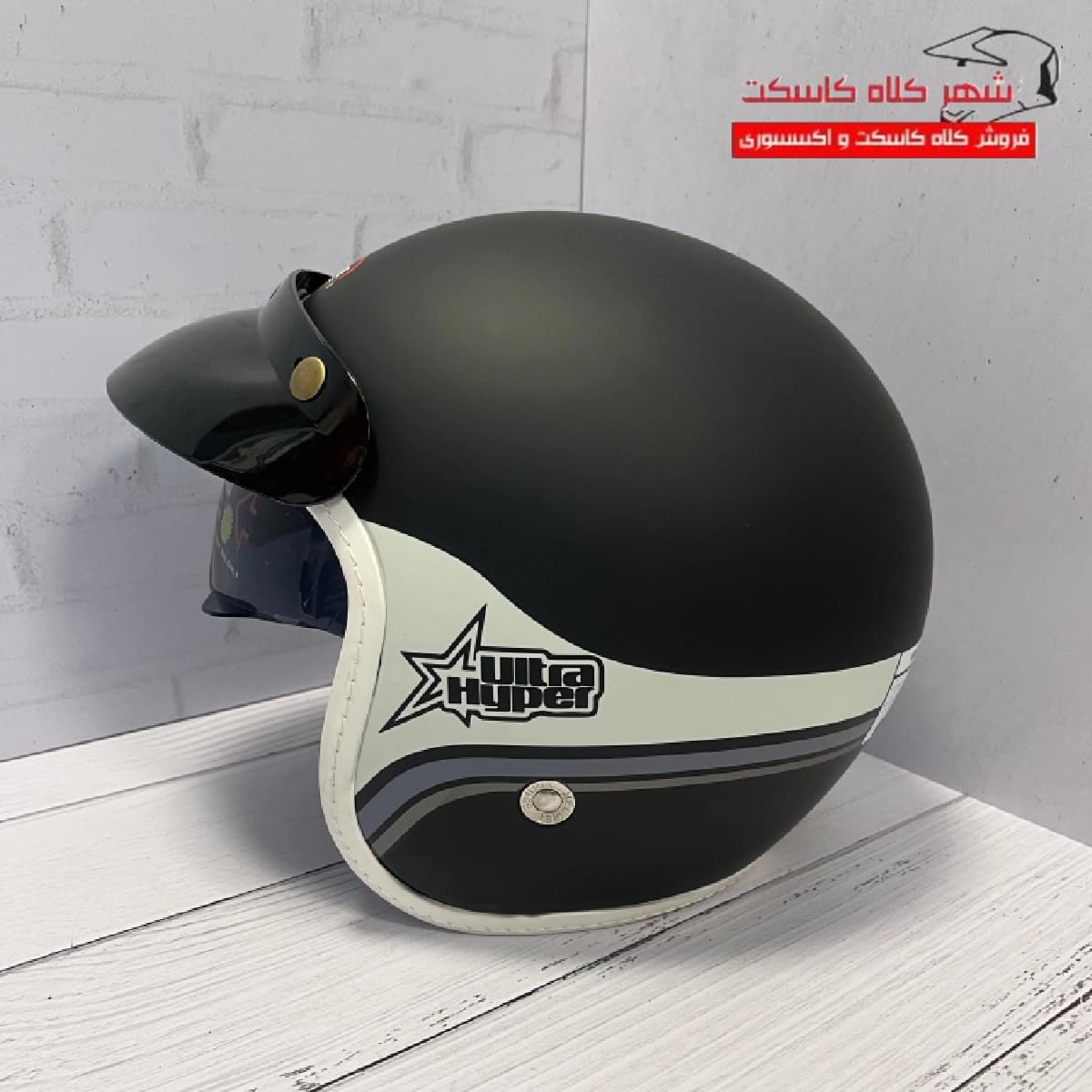 کلاه کاسکت ردلاین وسپایی کد 963 طرح مشکی مات و سفید