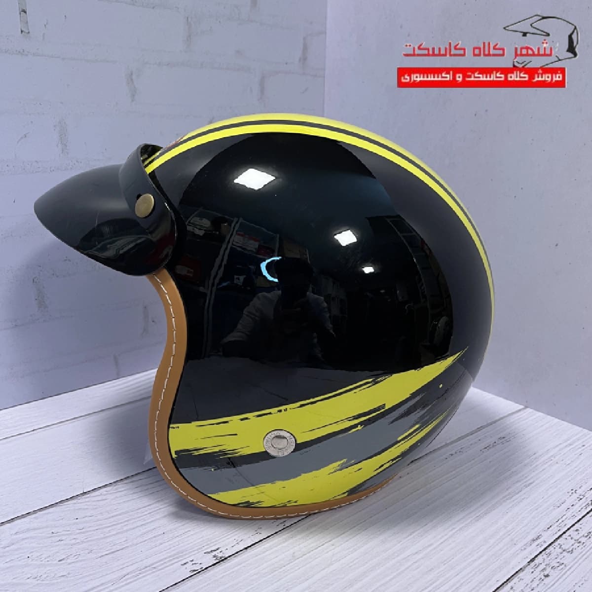 کلاه کاسکت ردلاین وسپایی کد 963 طرح مشکی زرد
