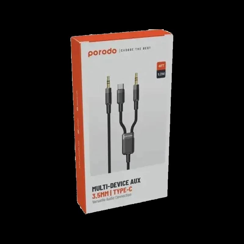 کابل 2 در 1 تایپ سی و AUX پرودو مدل Porodo PD-AUX2CC-BK — تصویر ۳