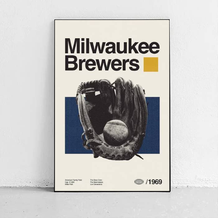 پوستر و تابلو مینیمال طرح تیم بیسبال Milwaukee Brewers