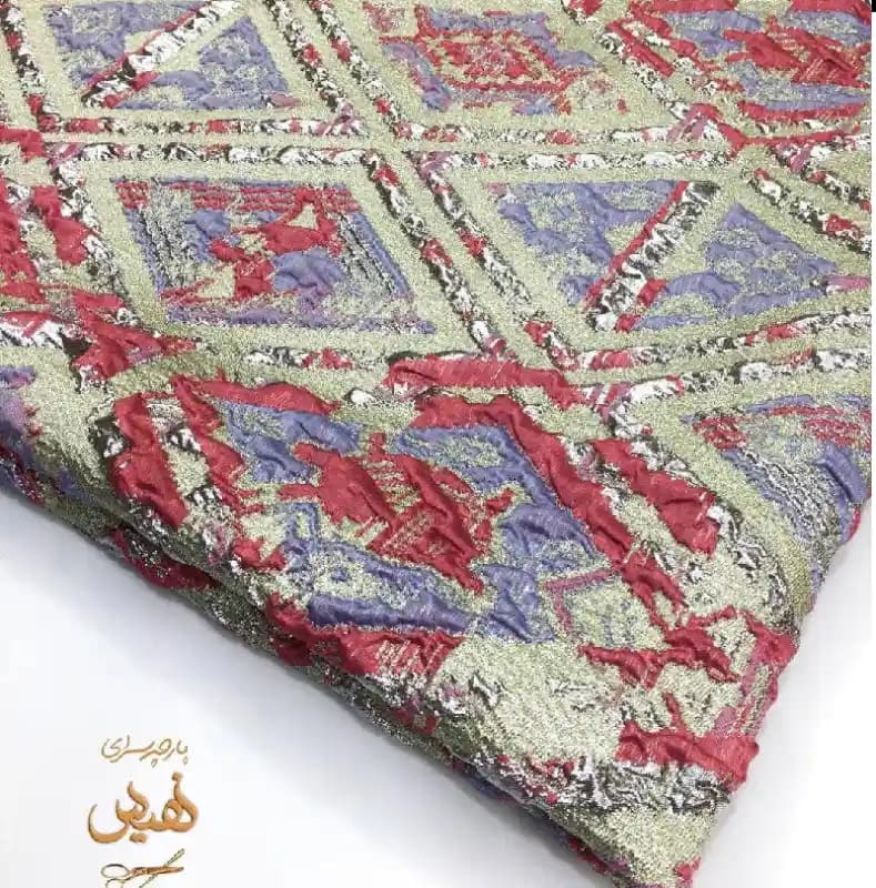 پارچه ژاکارد ترک مانتویی طرح لوزی رنگ صورتی