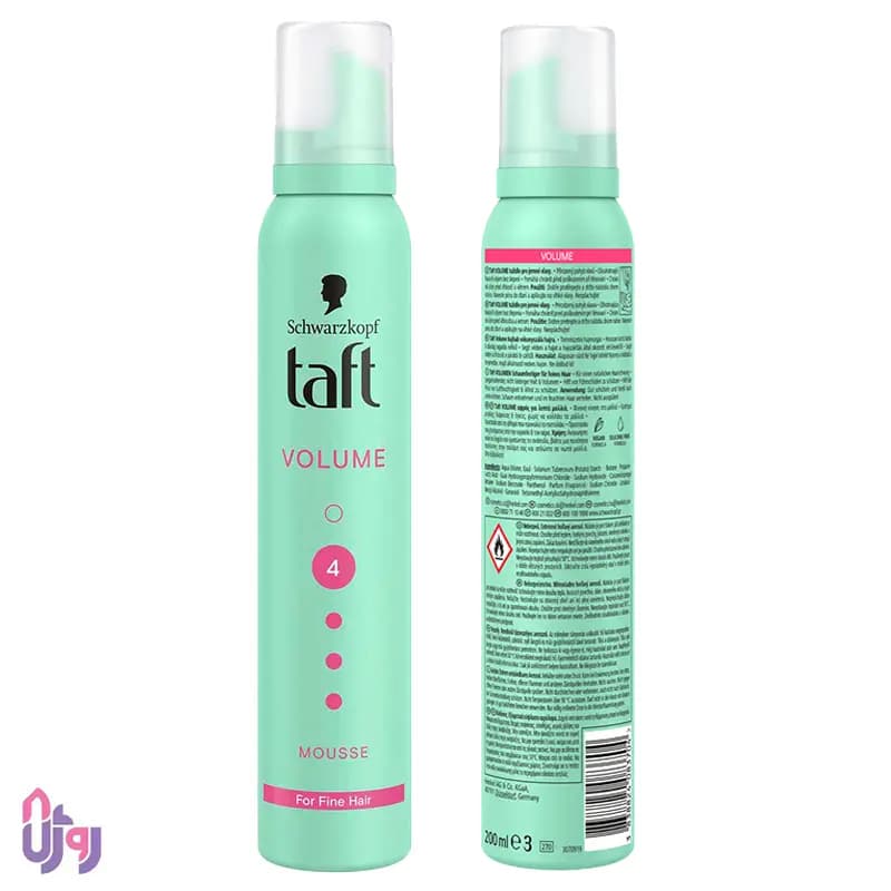 اسپری حالتدهنده مو شوارتسکف تافت Schwarzkopf Taft مدل موس مو حجمدهنده و حالت دهنده Volume با قدرت نگهدارندگی 4 حجم 200 میلیلیتر — تصویر ۳