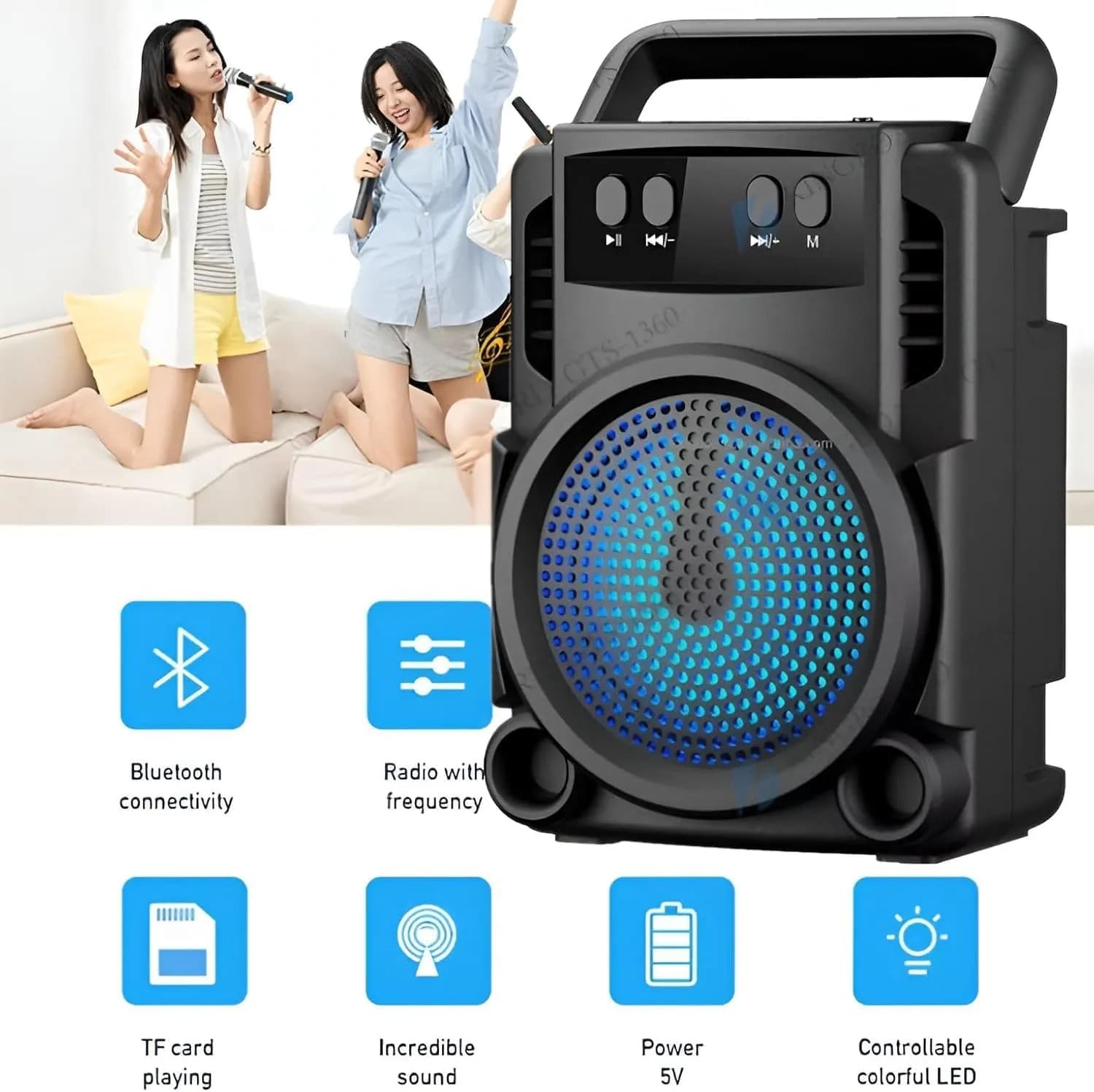 اسپیکر بلوتوثی قابل حمل مدل GTS-1360 | صدایی شفاف و پرتوان در هر شرایط!