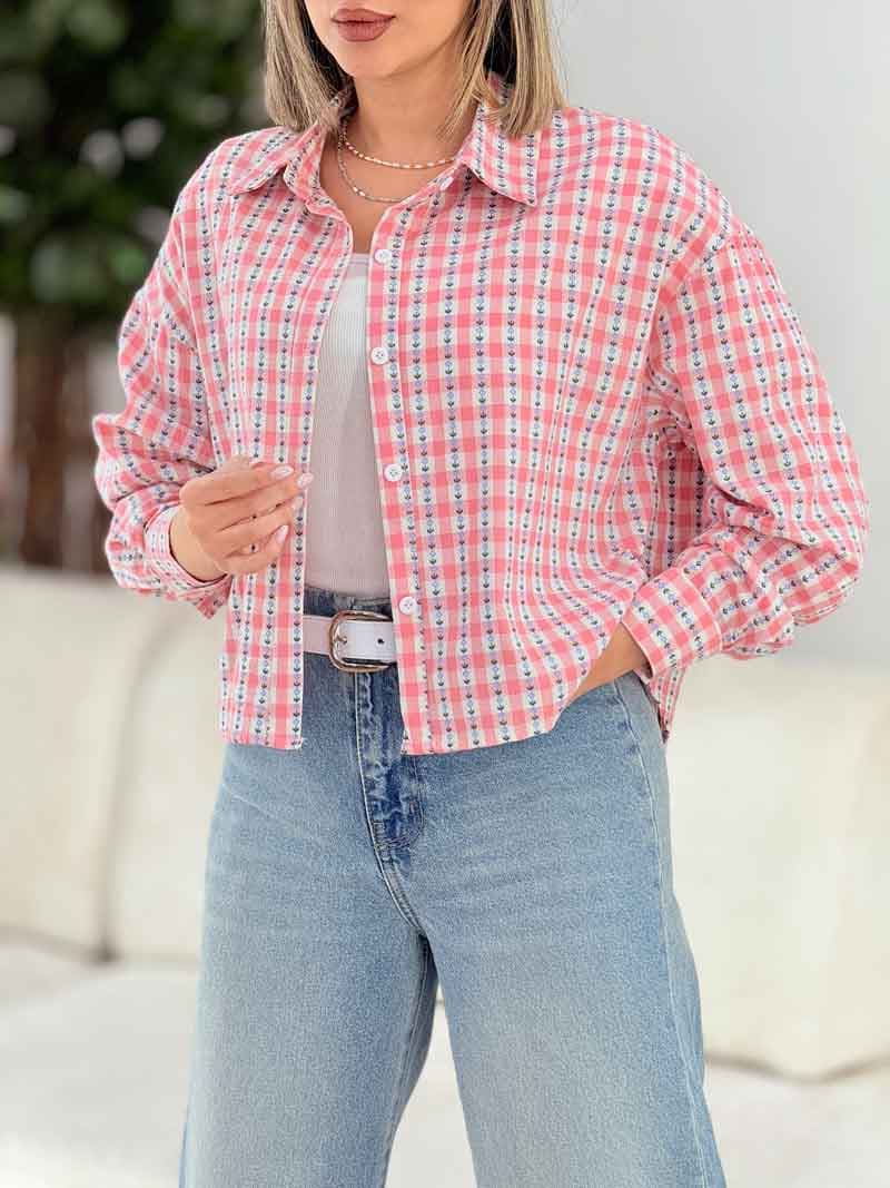 شومیز کراپ طرح گل کد 7743 — تصویر ۴