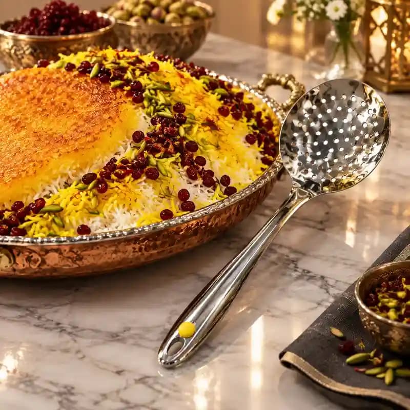 کفگیر پلو سایز بلند جنس استیل