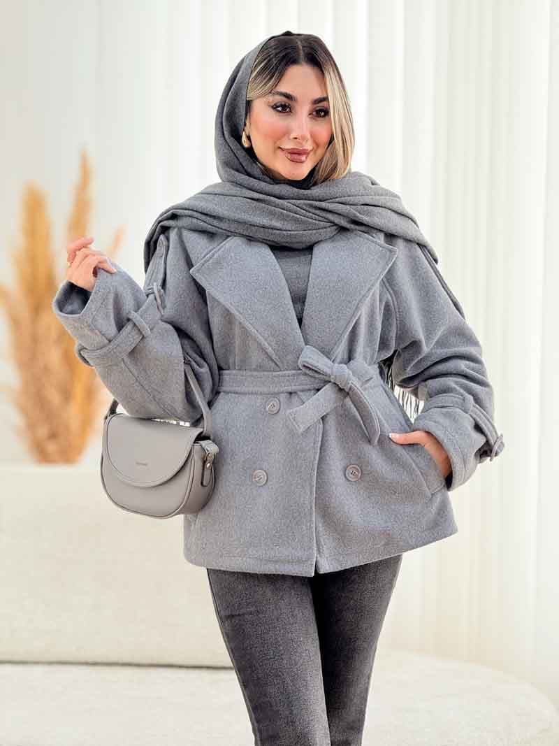 پالتو چهاردکمه سرشانه پاگن ربکا کد 7583