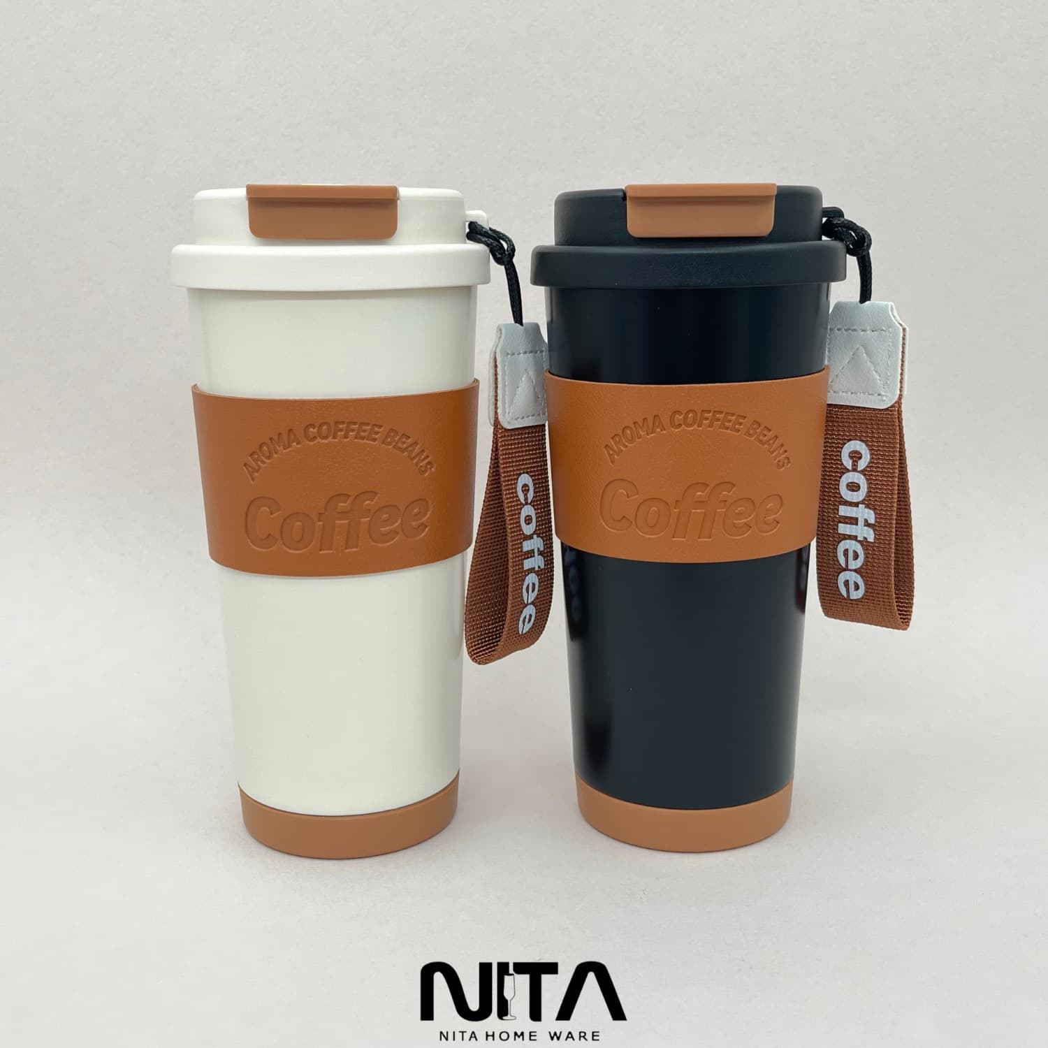 تراول ماگ دور چرم Coffee — تصویر ۲