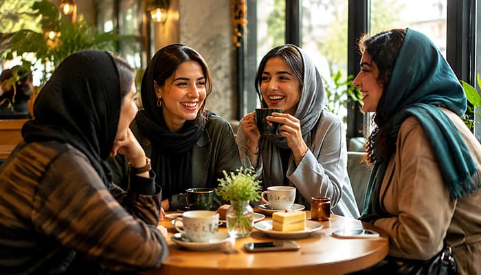 تصویر دوستان دختر جوان ایرانی در کافی شاپ