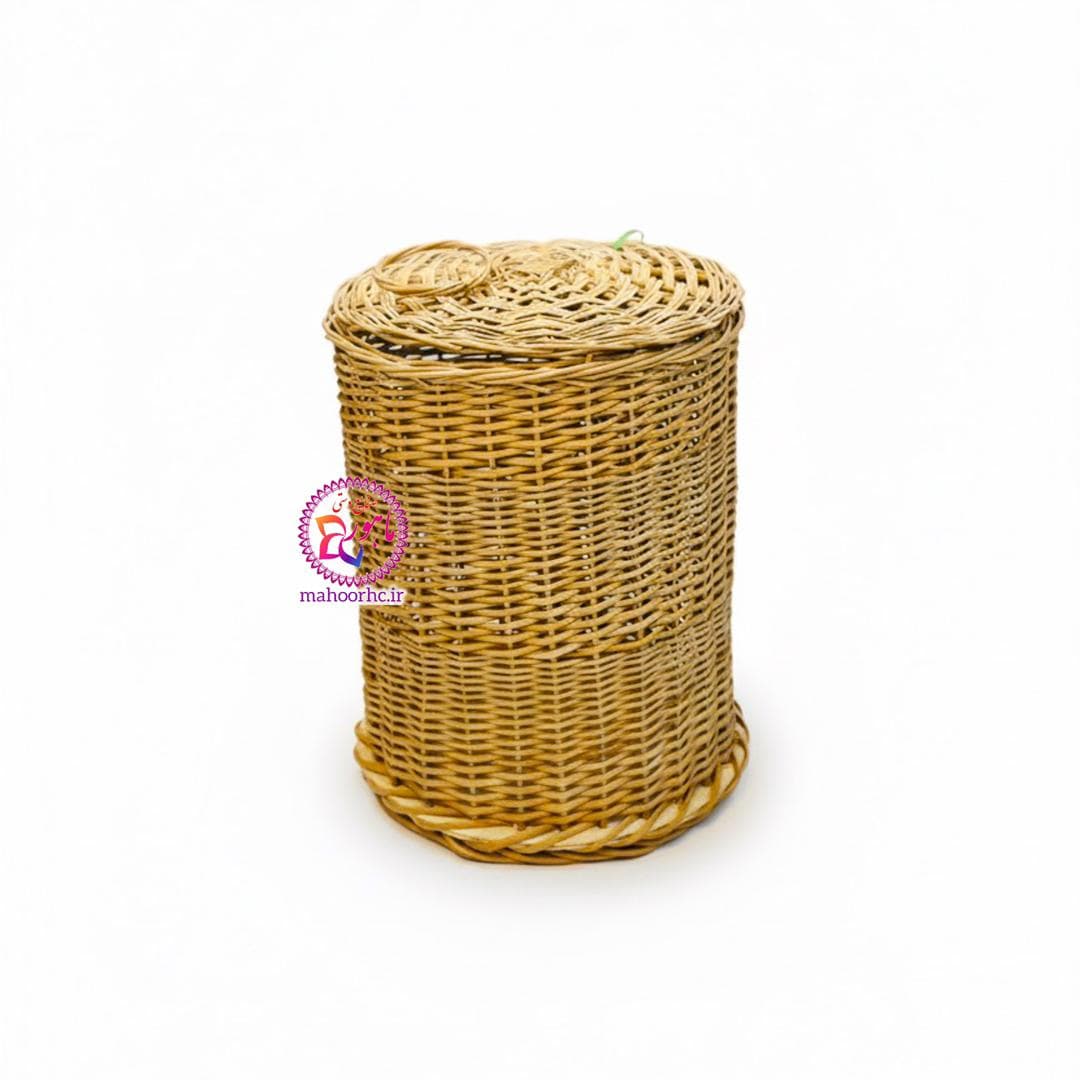 سبد لباس چوبی مروار استوانهای سایز کوچک