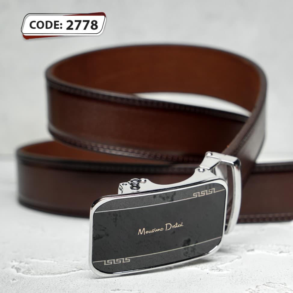 کمربند چرم طبیعی تبریز قهوه ای با سگک ریلی – کد 2778 — تصویر ۳