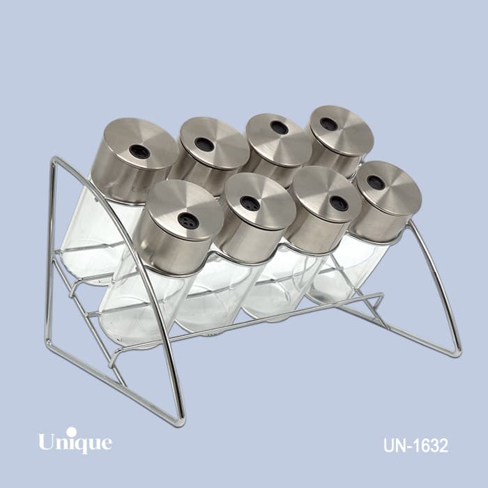 ست ادویه 8تایی شیشه ای گرد هلالی کد UN-1632
