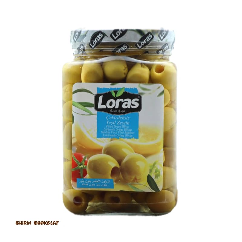 زیتون سبز بدون هسته لوراس LORAS وزن 1500 گرم