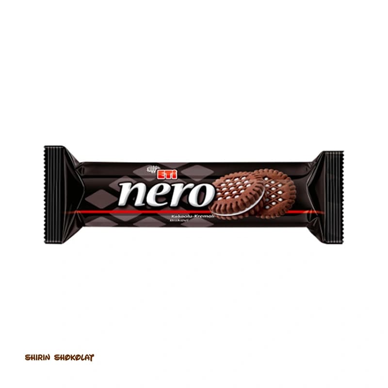 بیسکوئیت شکلاتی کرمدار ساندویچی اتی نرو ETi nero وزن 110 گرم