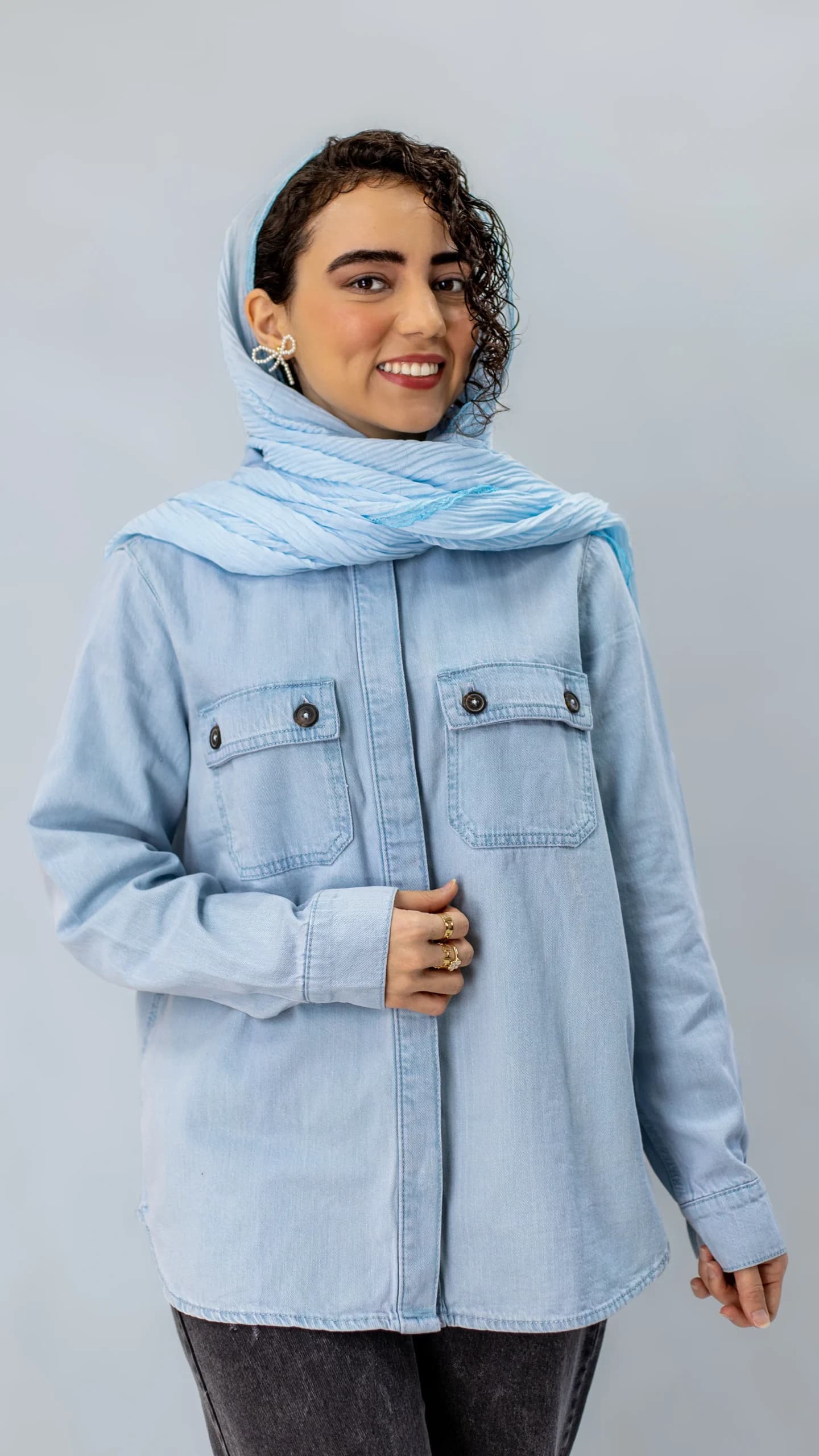 مانتو جین روشن دو جیب