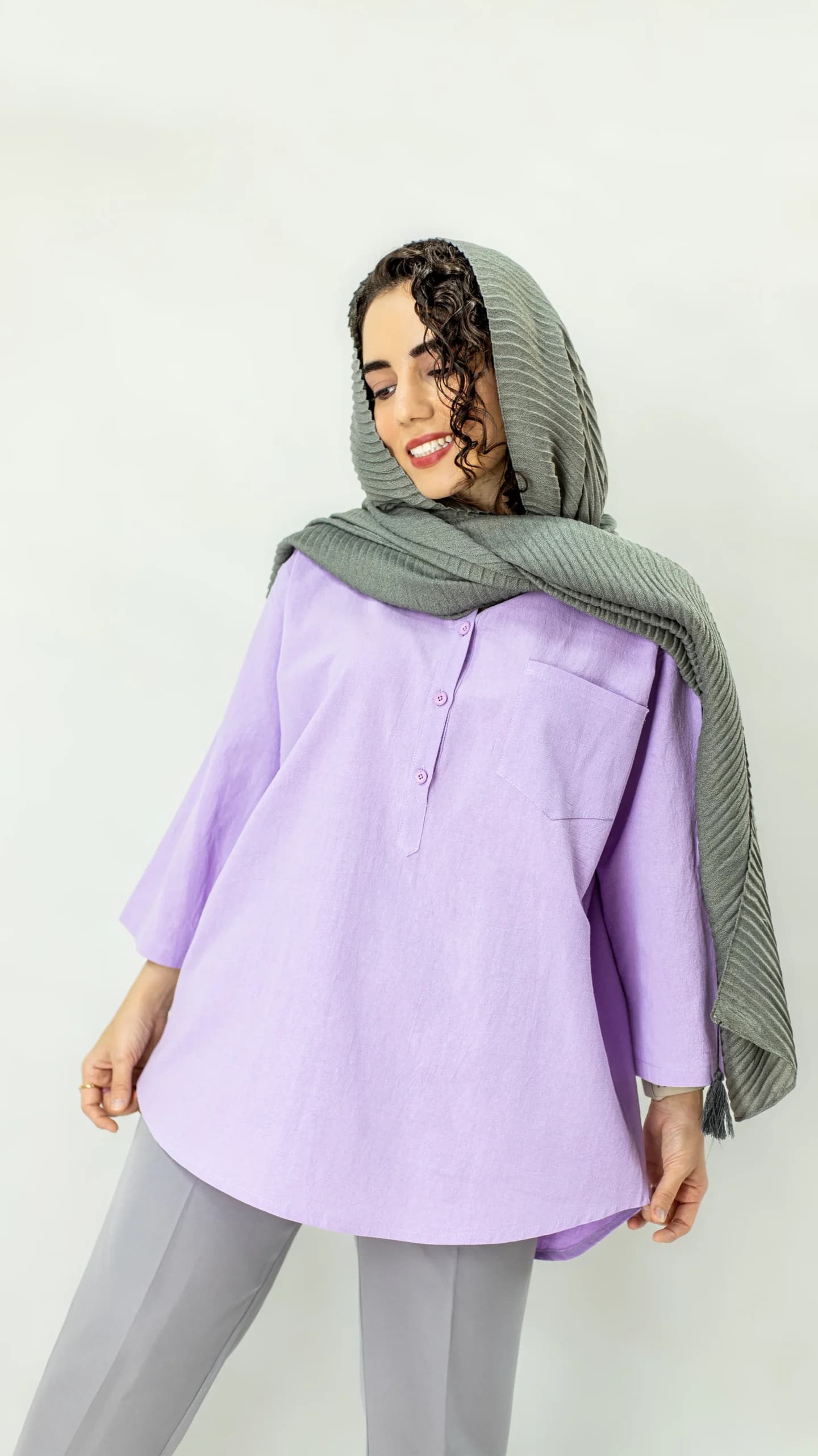 مانتو تک جیب لینن — تصویر ۴
