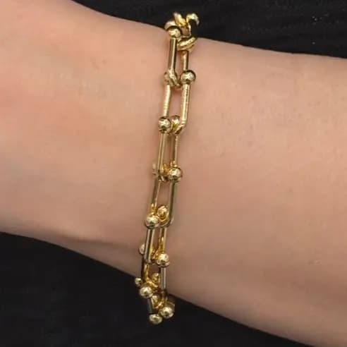 دستبند یونیسکس زنانه و مردانه آبکاری نقره تیفانی tiffany طرح طلا رنگ ثابت کد agy