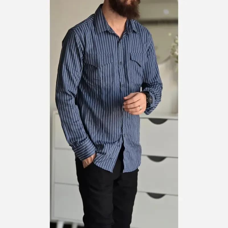 پیراهن لی کاغذی آستین بلند مردانه طرح دیپلمات تمام کش سایز M تا XXL — تصویر ۲