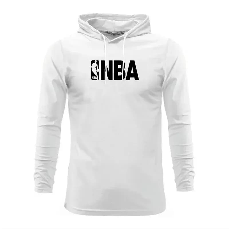 تیشرت آستین بلند کلاه دار طرح NBA مردانه جنس نخ اعلا سه رنگ — تصویر ۲