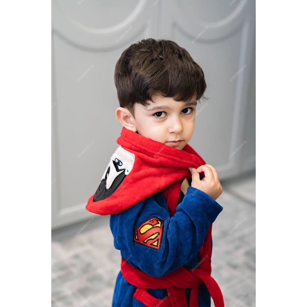 حوله تنپوش کلاهدار فانتزی کودک طرح سوپرمن Superman — تصویر ۳
