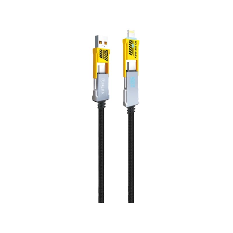 کابل شارژ 100 واتی برند نکسا مدل LX102 با سری تایپ سی و لایتنینگ و USB