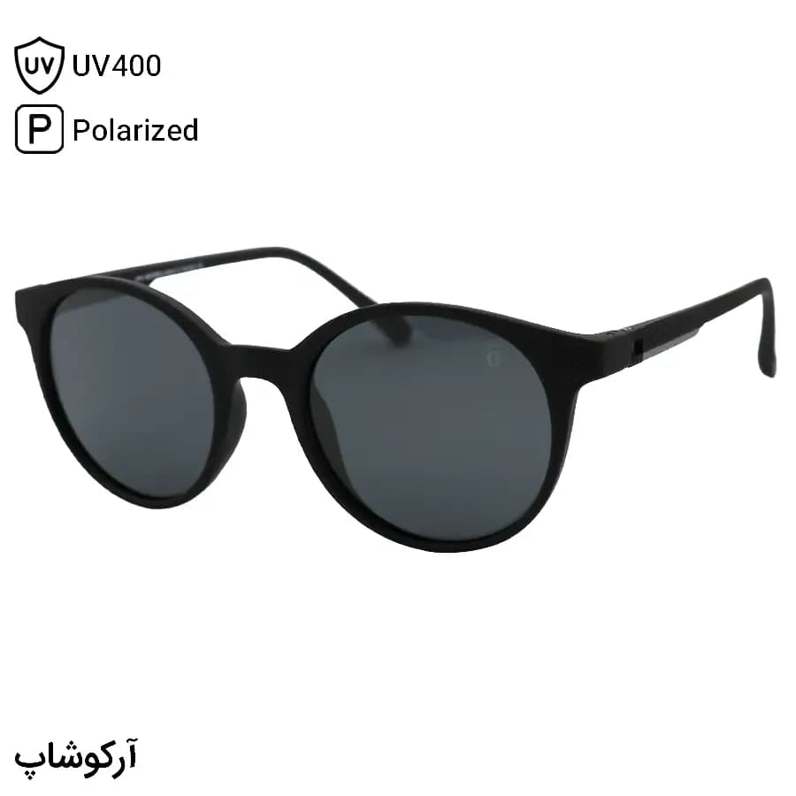 عینک آفتابی OGA MOREL با فریم طوسی مات، شکل گرد، دسته طوسی و مشکی، لنز دودی تیره و پلاریزه مدل 78052 — تصویر ۸