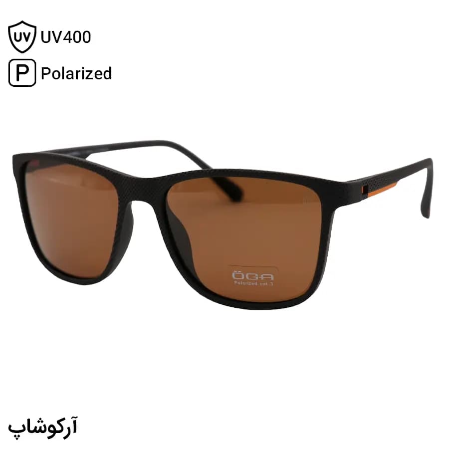 عینک آفتابی OGA MOREL با فریم شکل ویفرر، رنگ قهوهای مات، لنز قهوهای تیره و پلاریزه مدل P78058