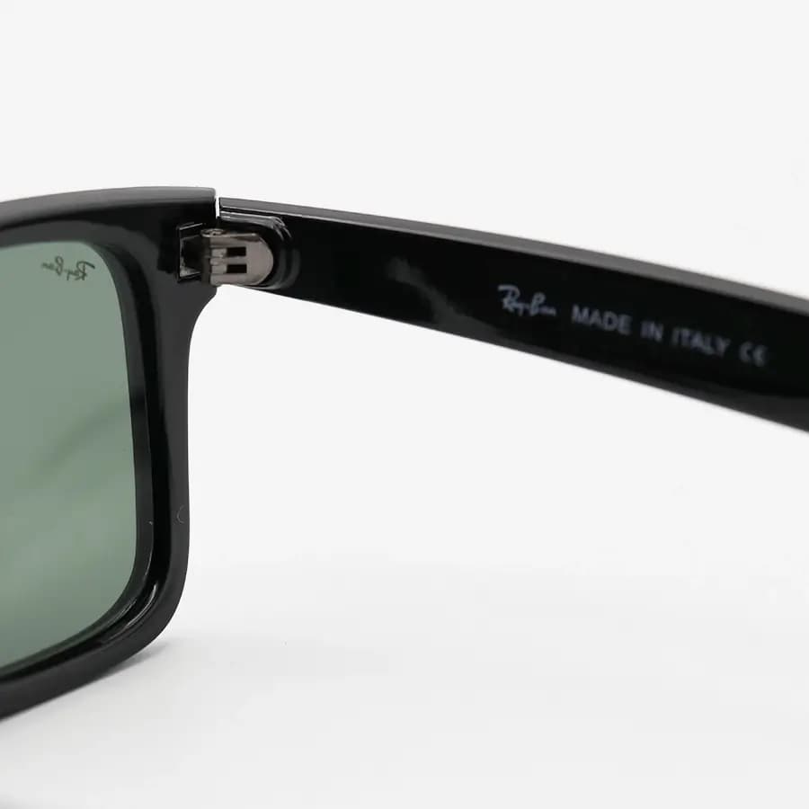 عینک آفتابی Ray-Ban با فریم شکل ویفرر، رنگ طوسی براق، لنز جنس شیشه و دودی تیره مدل RB4340 — تصویر ۱۲