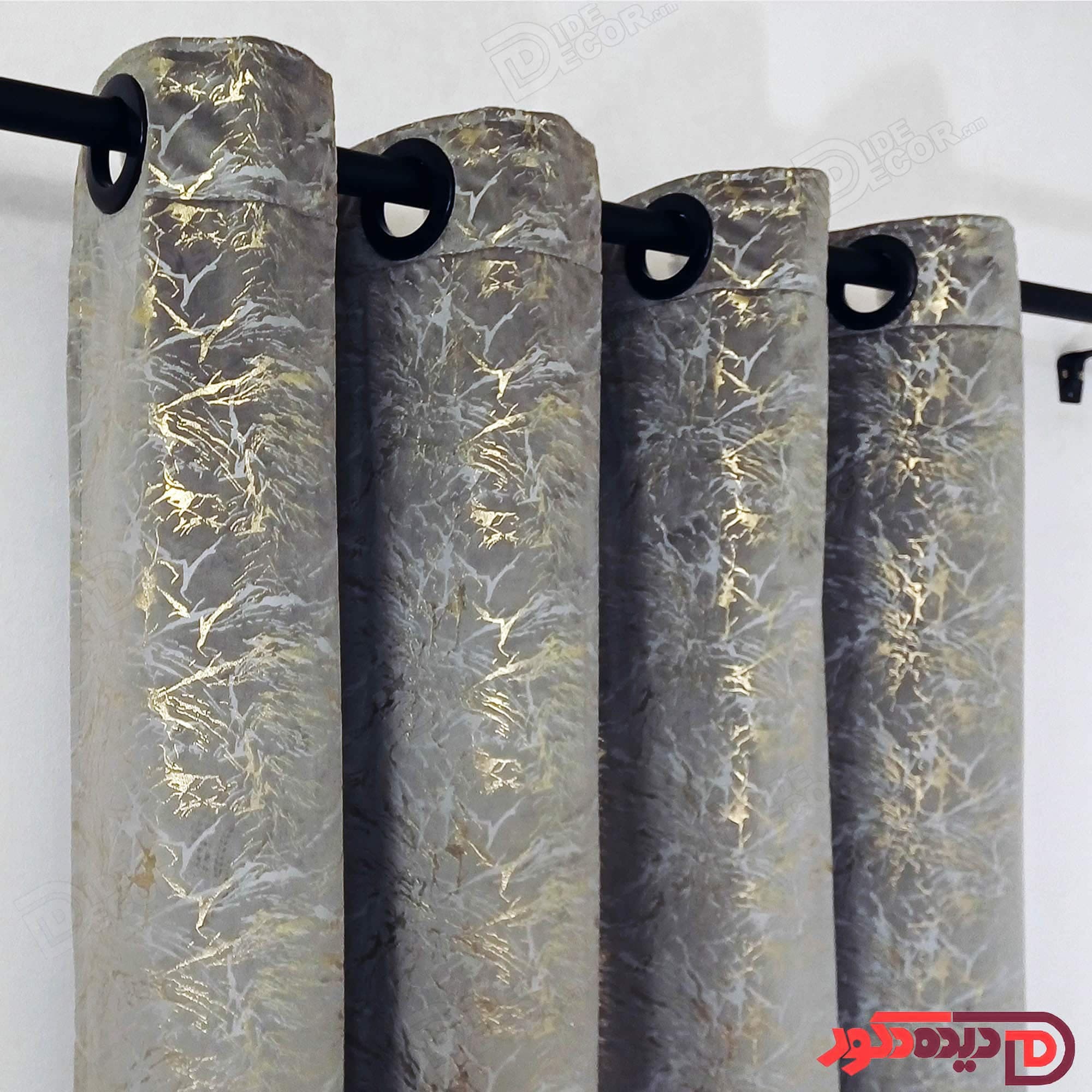 پرده مخمل طلاکوب پانچ طوسی نقره ای کد BR270 — تصویر ۶