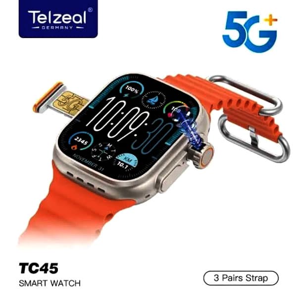 ساعت سیمکارت خور اندروید تلزیل اورجینال مدل TC45 | دوربین مخفی حافظه 64 گیگ و رم 4 گیگ + (گارانتی طلایی)
