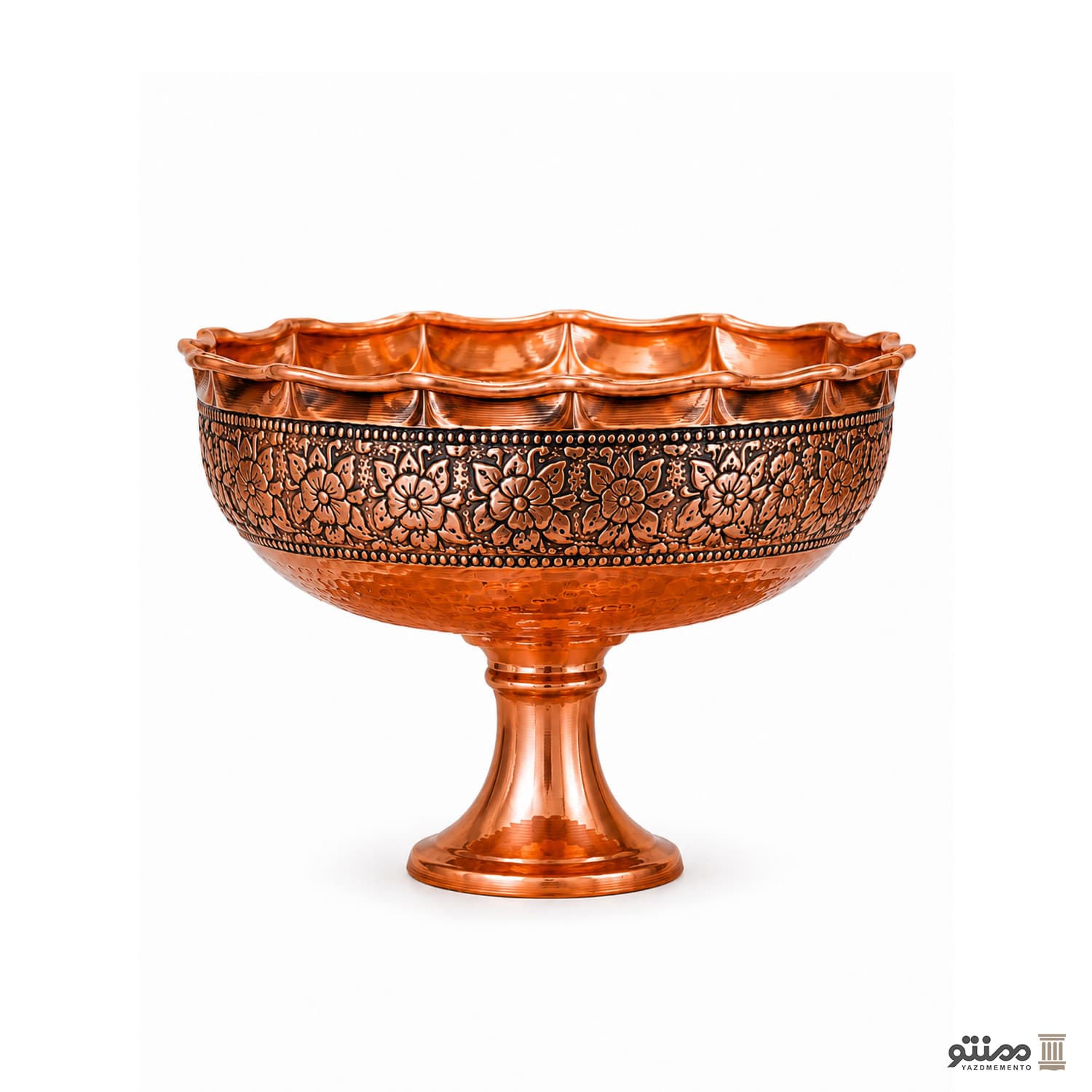 شکلات خوری پایه دار مسی طرح گلستان نانو شده 13*17