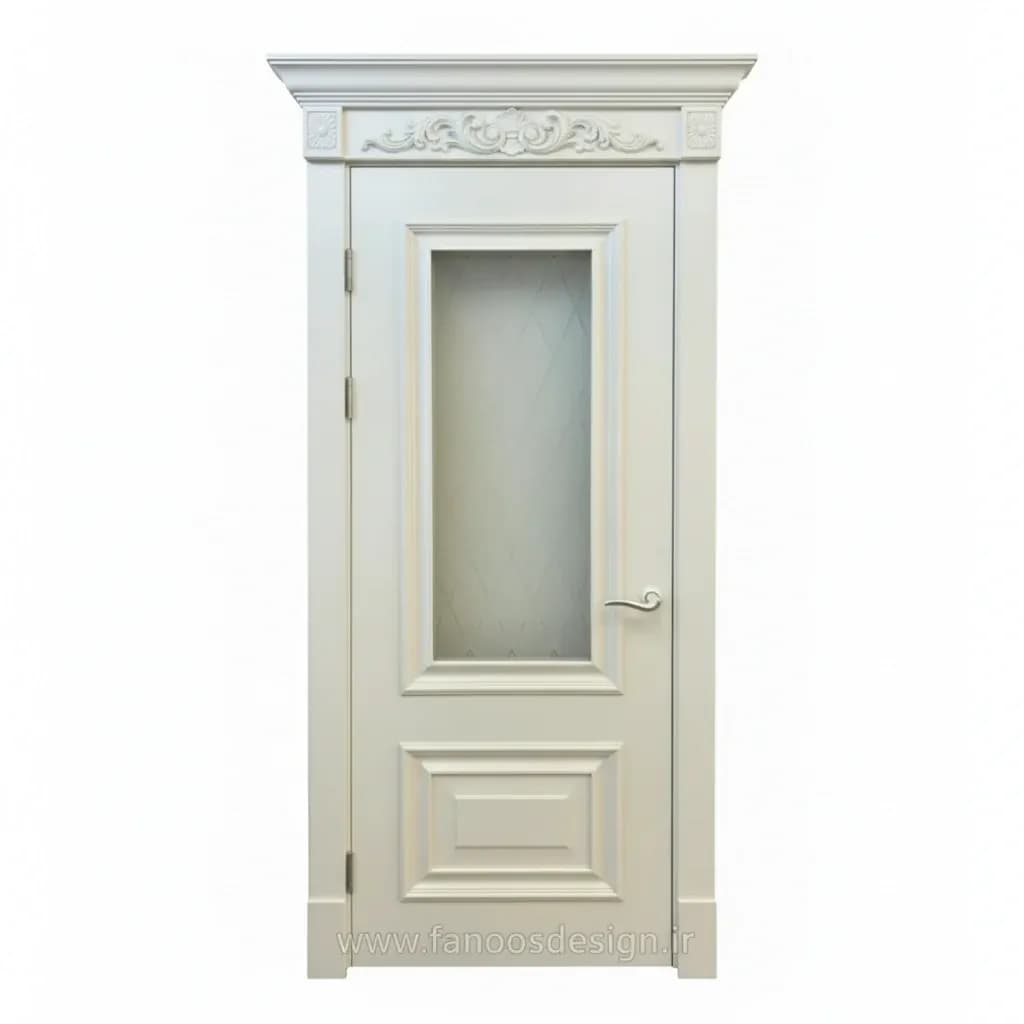 درب MDF سفید کلاسیک شیشهخور مدل الماسی کد 30283