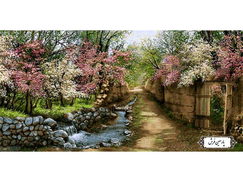 نخ و نقشه تابلو فرش کوچه باغ رویایی – کد NV857