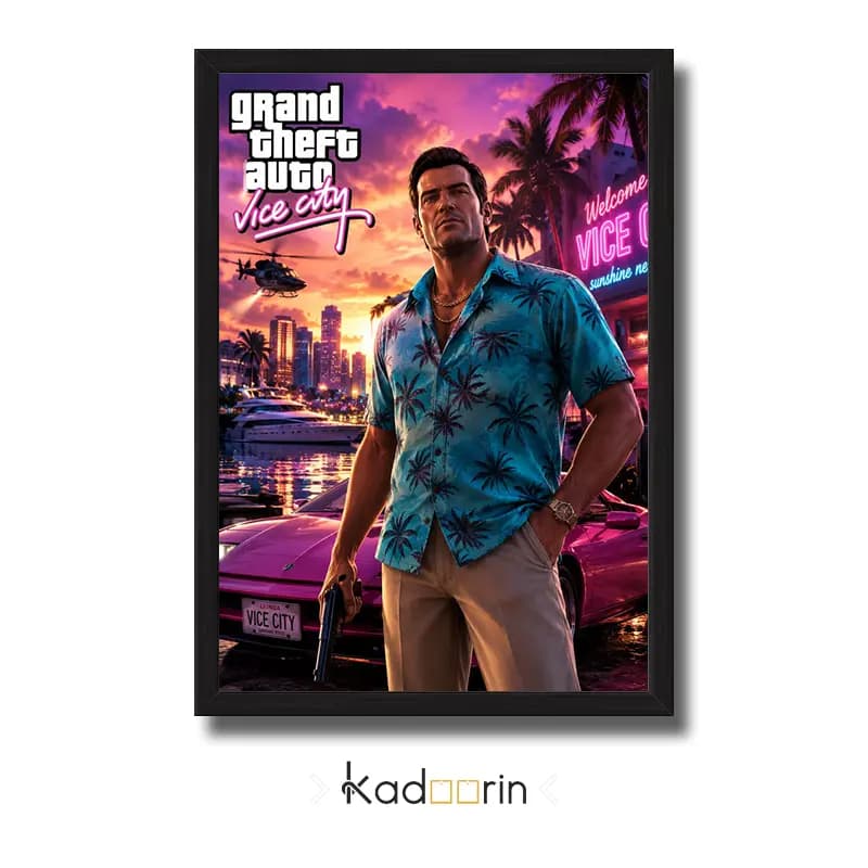 تابلو گیمینگ طرح بازی GTA Vice City و تامی ورسیتی