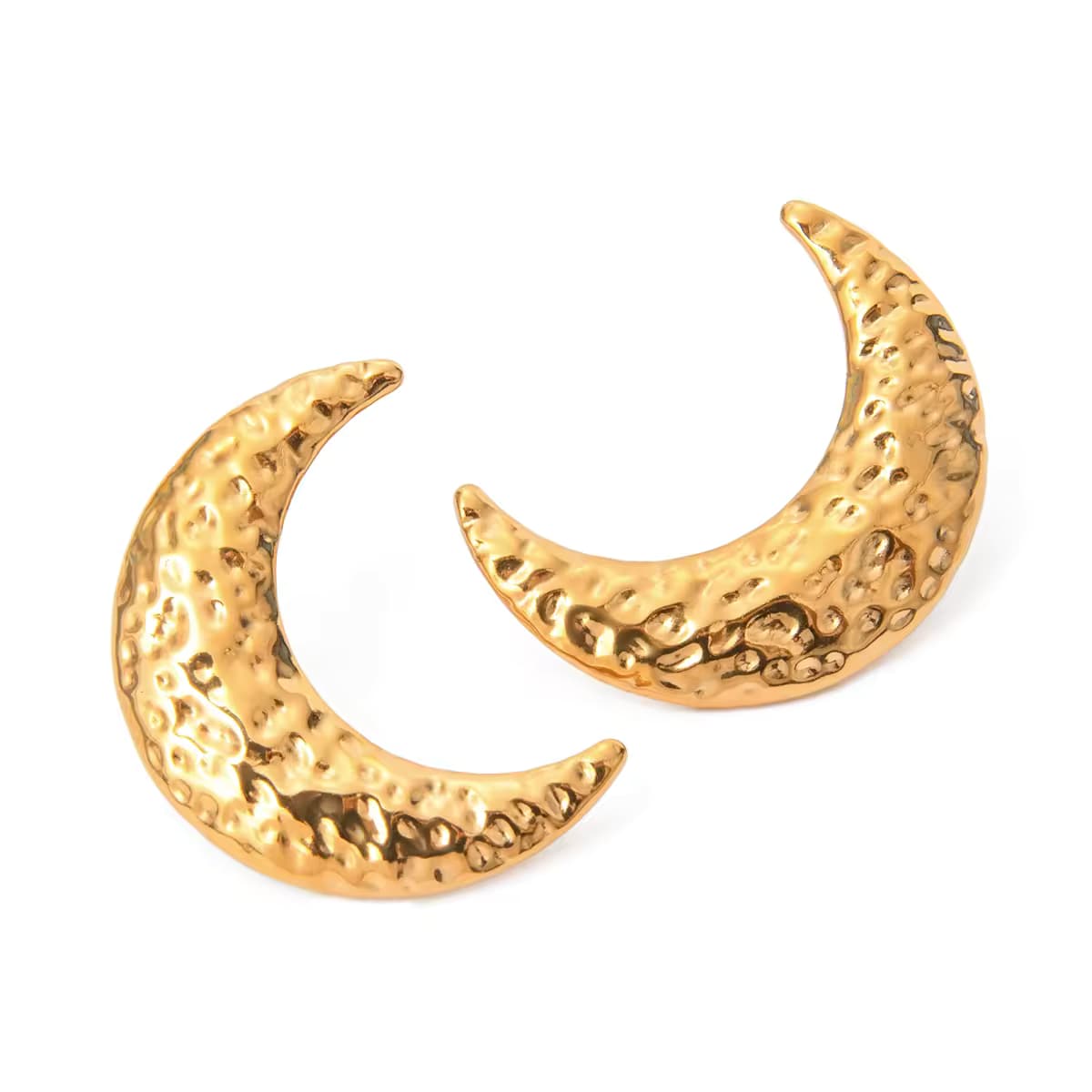 گوشواره میخی طرح ماه روکش طلا