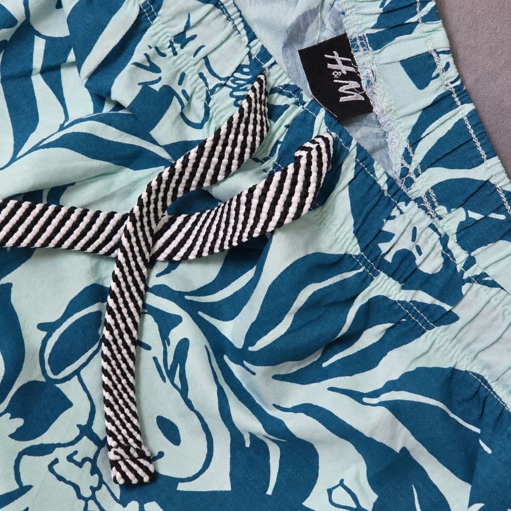 ست تاپ و شلوارک نخی سبز آبی برند H&M مدل اسنوپی سایز M کد 3414 — تصویر ۴
